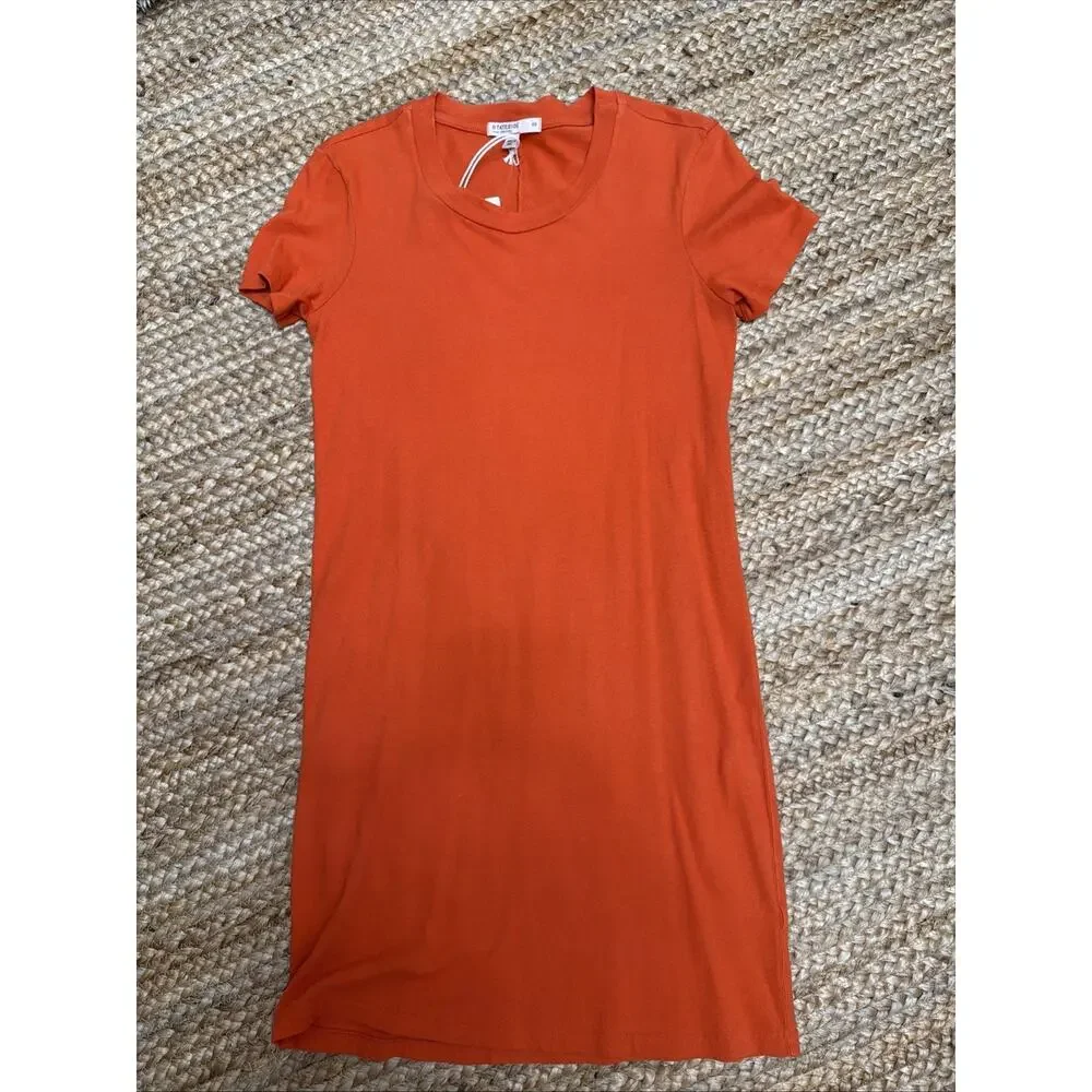 NWT Stateside Orange T-Shirt Dress Made in USA Soft Stretch Minimalist Sz XS